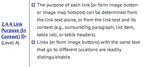 WCAG 2.0 Link requirements